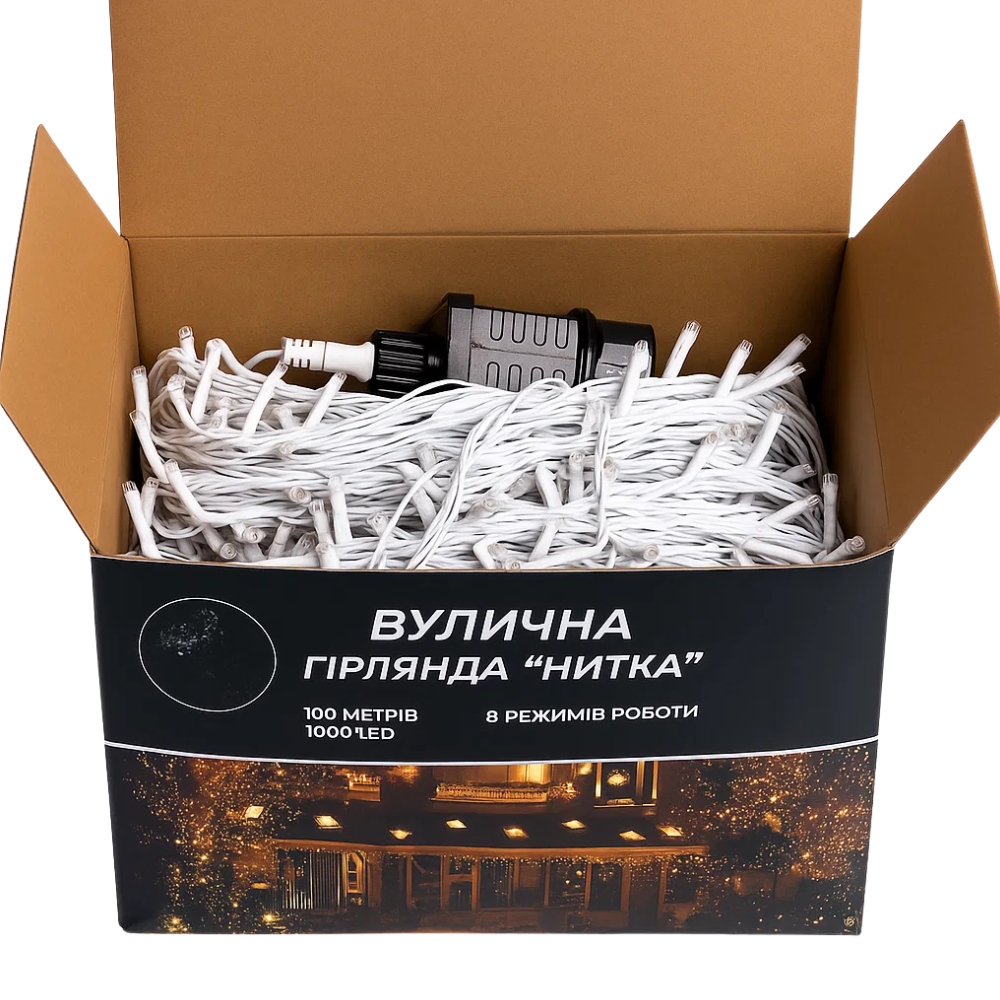 Гірлянда Різдвяна фея вулична 100 м 1000 LED білий провід Синій CF1000L100MWBL Київ - фото 8