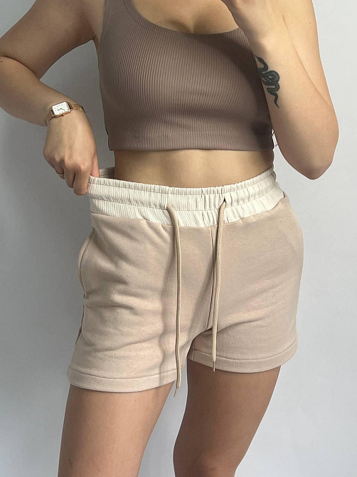 Шорты трикотажные женские Пудровый M/L Харьков - изображение 3