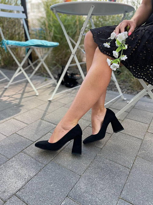 SEE SEVEN Туфлі жіночі на товстих підборах 8 см. з натуральної замші / велюр весна - осінь 1392 Коломия - фото 8