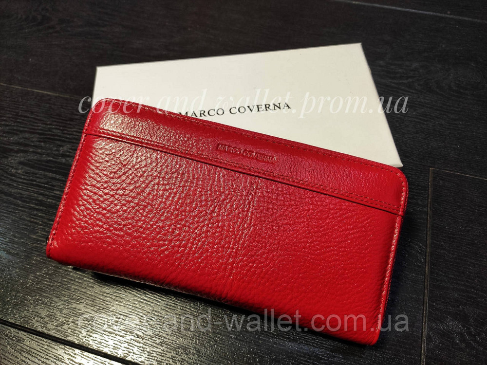 Червоний шкіряний жіночий гаманець на блискавці Marco Coverna Київ - фото 1