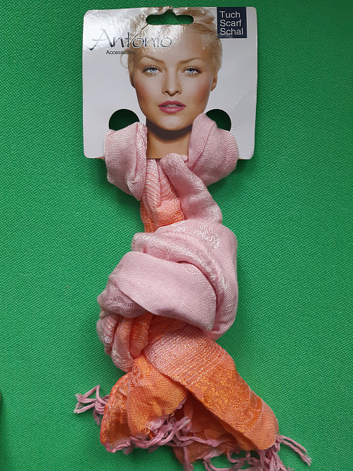 Шарф разноцветный оранжевый + розовый женский - размер шарфа приблизительно 160*60см, 100% полиэстер Киев - изображение 2