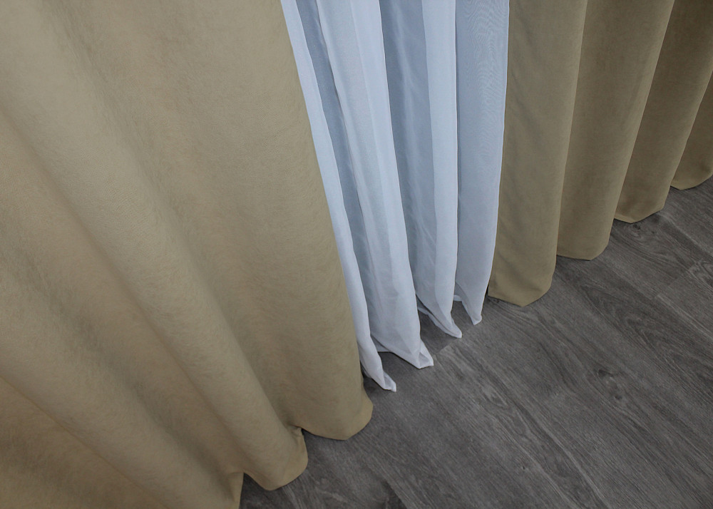 Комплект штор на люверсах VR-Textil Микровелюр SPARTA № 1196ш 150х270 см 2 шт Бежевый (37-0120) Киев - изображение 7