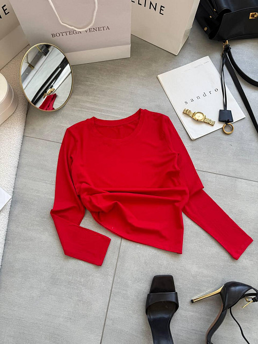 Жіночий базовий лонгслів із віскози Червоний Одеса - фото 3