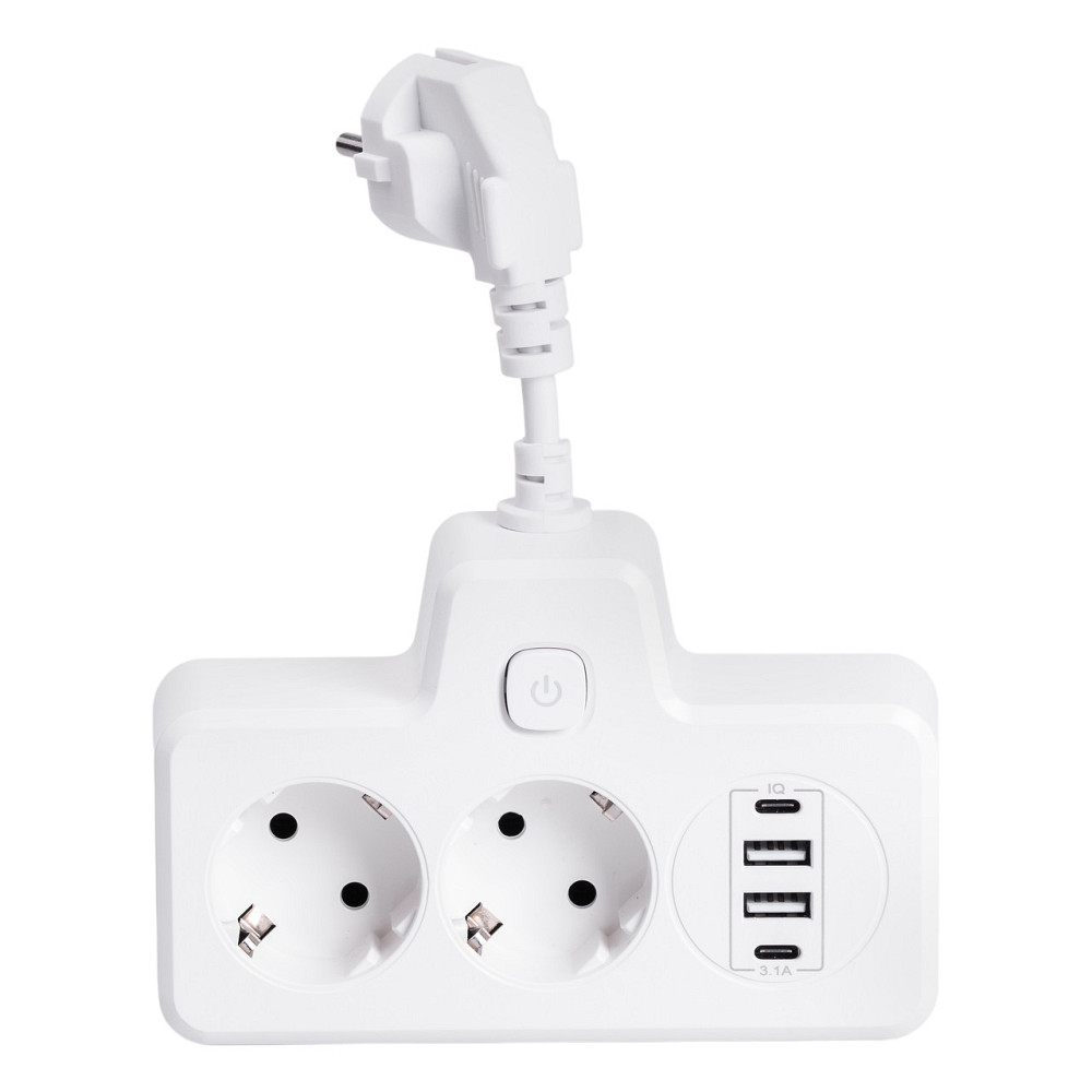 Yiwu Мережевий фільтр на 2 євро розетки з 2 USB та 2 Type-C білий HP-5-17 Коломыя - изображение 1