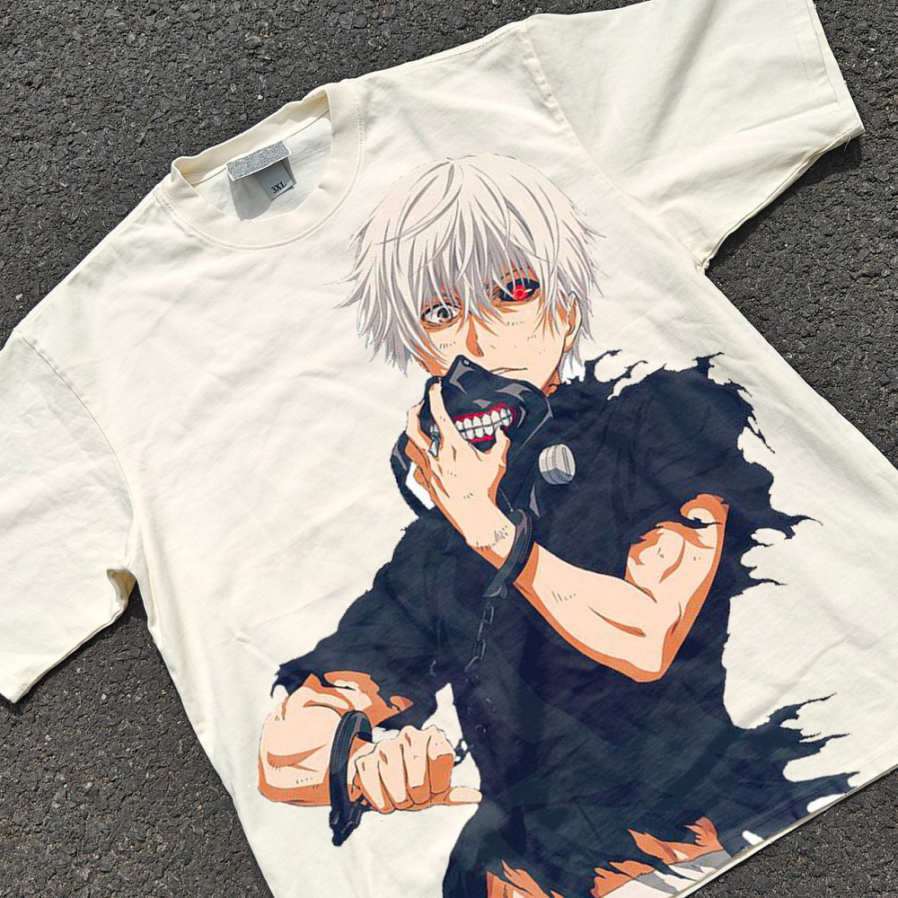 Футболка мужская с принтом аниме Токийский гуль Кен Канеки Маск оверсайз (S/M/L) Черний Днепр - изображение 6