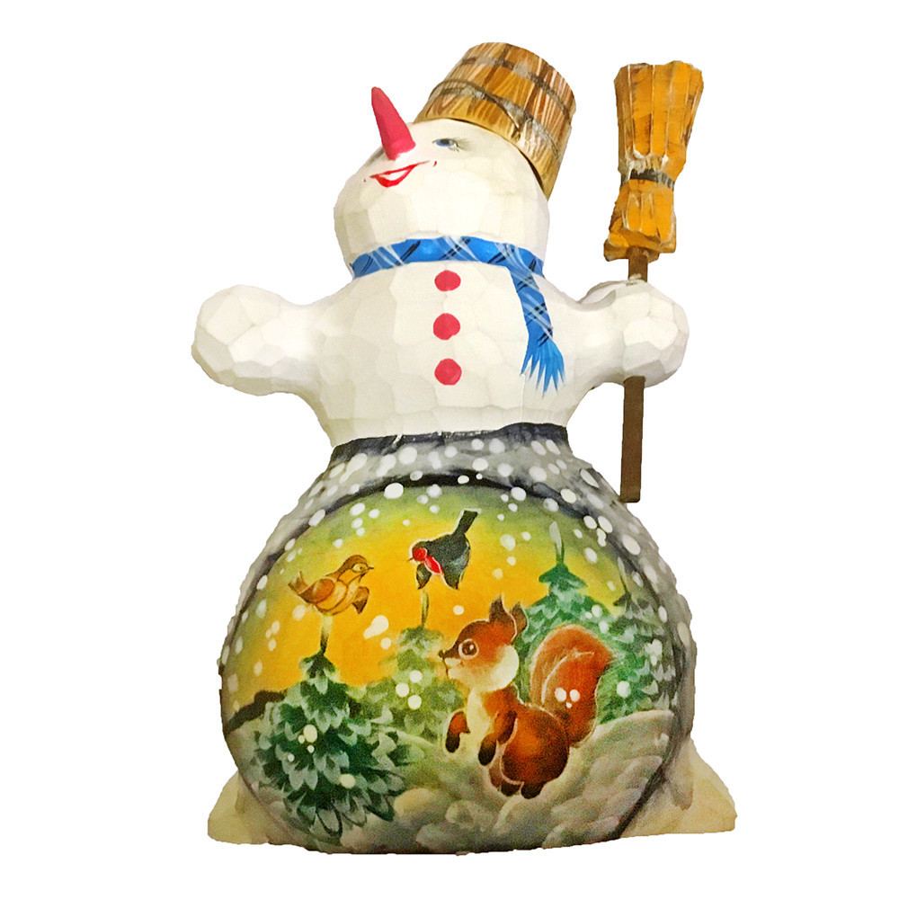 Фігурка різьблена з дерева Сніговик Київ - фото 1