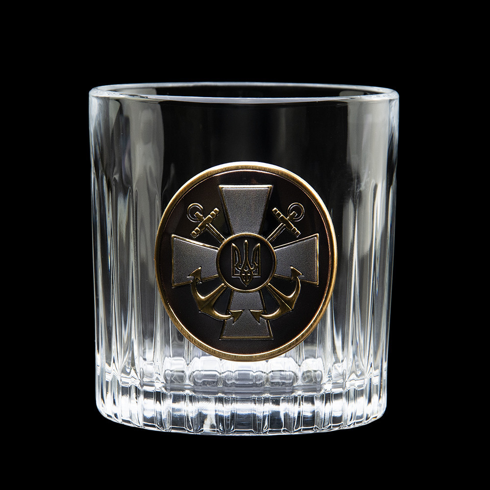 Набор хрустальных бокалов для виски Штаб ВМС Boss Crystal (2 бокала) декорирован серебром и золотом Киев - изображение 3