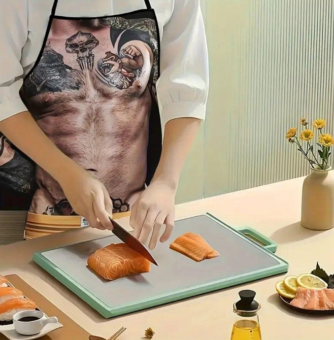 Фартух з приколом чоловічий ефектний принт торс кухонний для гриля пікніка та кухні Київ - фото 9