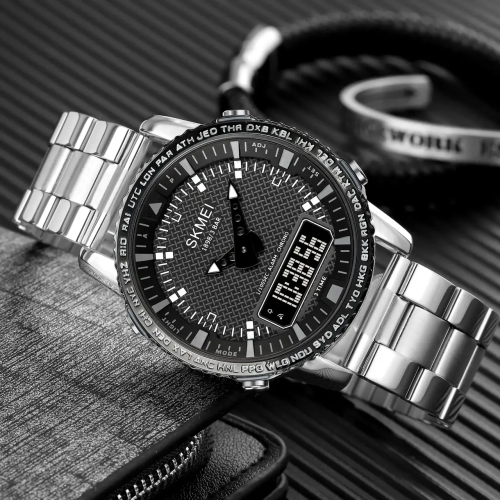 Чоловічий наручний годинник Skmei 1898 (Сріблястий з чорним табло) Вінниця - фото 7