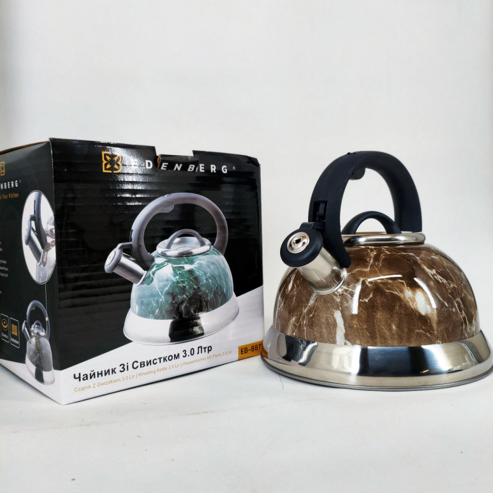Чайник со свистком с одинарным дном Edenberg EB-8871 3л, Чайник для чайной церемонии со свистком OU-50 Львов - изображение 4