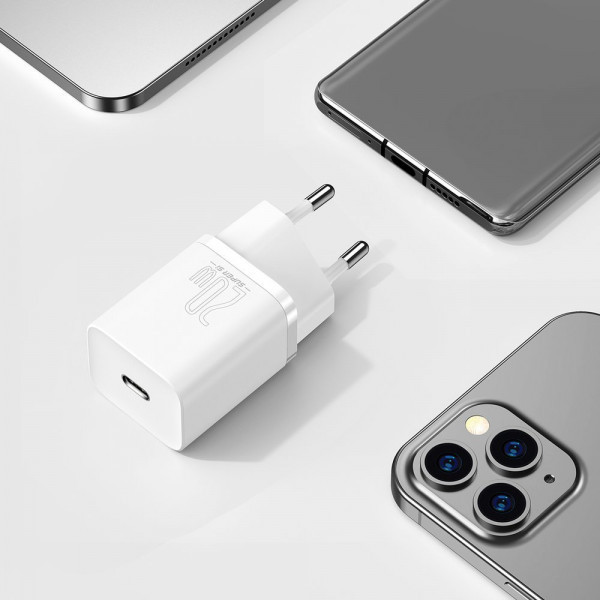 Зарядний пристрій 1xUSB 20W (USB-C) + Cable Type-C Білий Baseus (TZCCSUP-B02) Киев - изображение 9