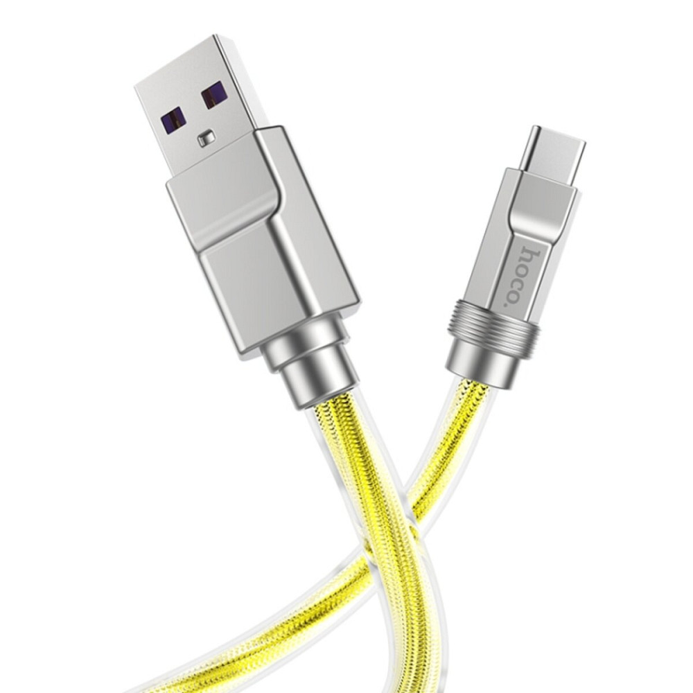 Кабель HOCO U113 Solid 100W silicone charging data cable Type-C Gold Київ - фото 2