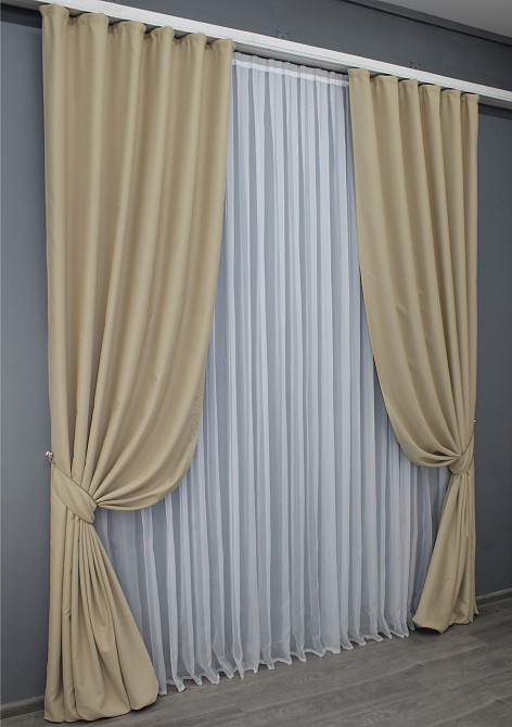 Комплект готовых штор VR-Textil Блэкаут Midnight № 1222ш Кремовый 135х270 см 2 шт (39-987) Киев - изображение 3