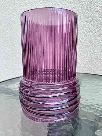 Ваза скляна 14*14*20 см "Біг-Плей" рожеве товсте скло Київ