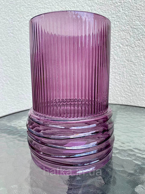 Ваза скляна 14*14*20 см "Біг-Плей" рожеве товсте скло Київ - фото 1