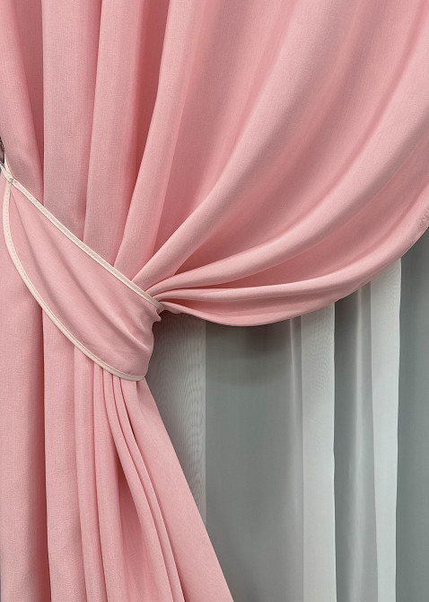 Комплект готових штор VR-Textil Жакард Ібіца № 1732ш Рожевий 150х285 см 2 шт (33-0708) Київ - фото 5