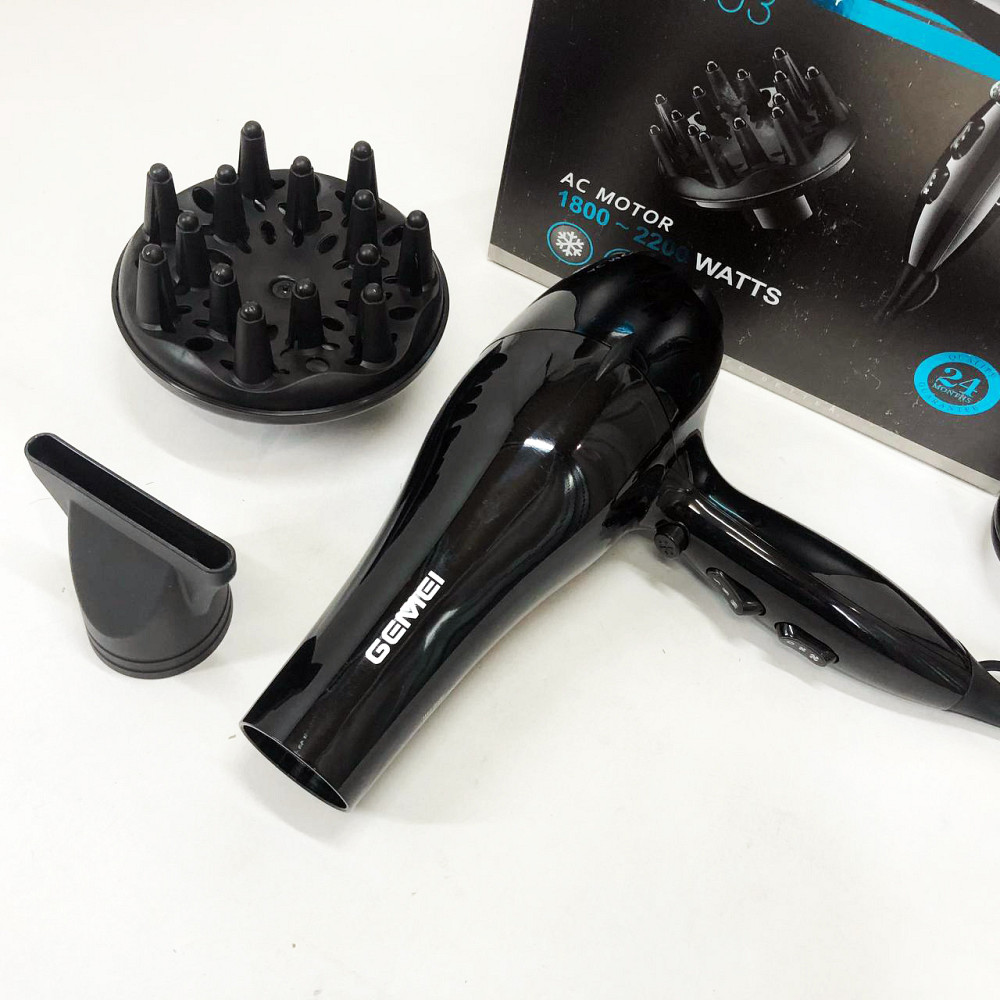 Потужний фен для волосся Gemei GM-103 2200 Вт, Електрофен з насадками, Фен без шкоди для волосся AC-53 Львів - фото 7