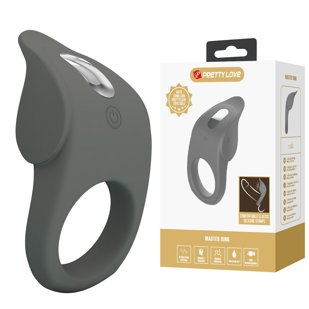 Эрекционное виброкольцо PRETTY LOVE Master Ring силиконовое, серое, 8.7 х 5 см Sex Aura Киев - изображение 10