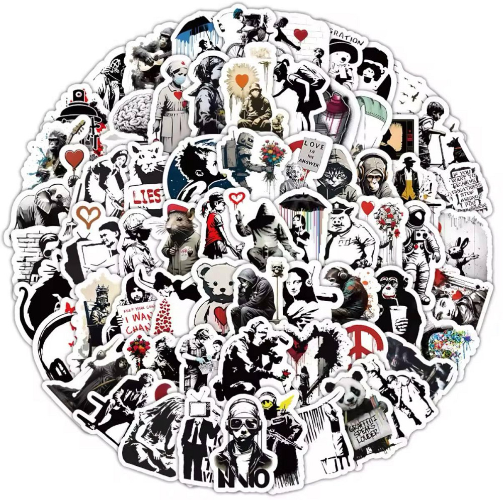 Наклейки граффити Бенкси, уличное искусство - Водонепроницаемые Виниловые Эстетические Наклейки, Наб Киев - изображение 5