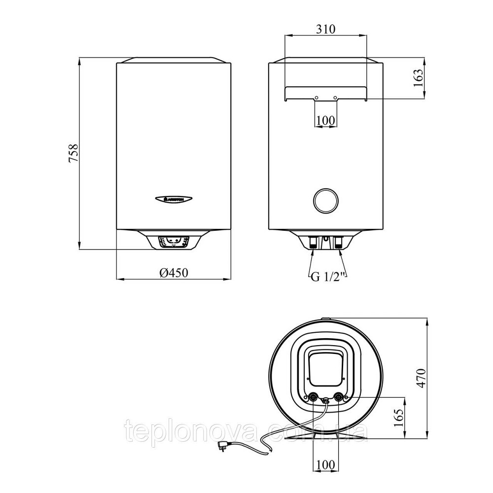 Водонагрівач Ariston PRO1 R 80 V 1,8K PL DRY HEATER з сухим ТЕНом 3201855 Чернівці - фото 2