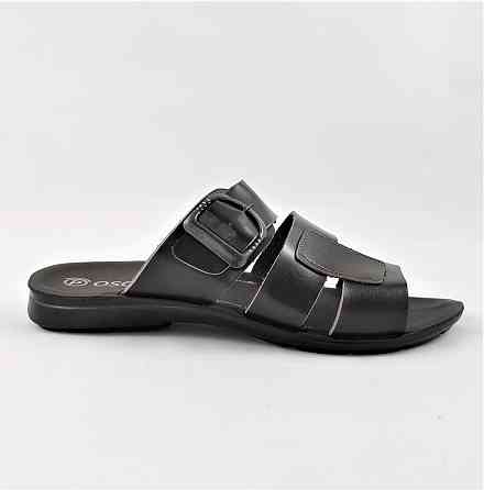 Чоловічі Шльопанці Тапочки Сланці Чорні Шкіряні (розміри: 41,42,43,44) Дніпро