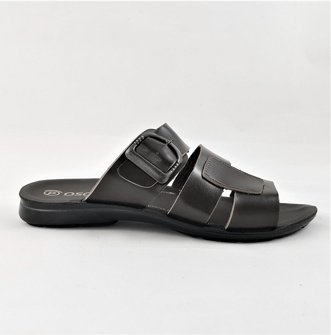 Чоловічі Шльопанці Тапочки Сланці Чорні Шкіряні (розміри: 41,42,43,44) Дніпро - фото 3