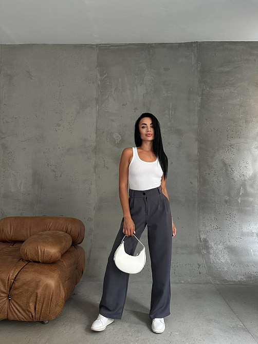 Жіночі базові штани палаццо костюмка Графіт, 42/44 Одеса - фото 10