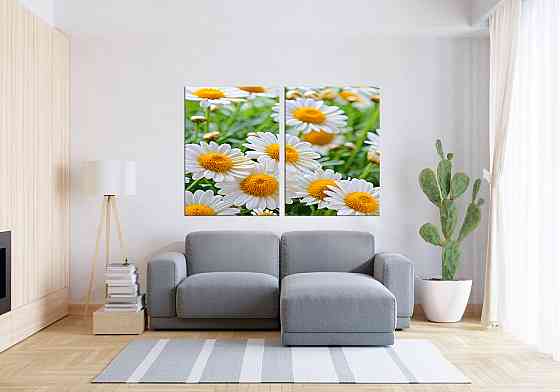 Модульная картина в гостиную / спальню Квіти Ромашки TLV-2_038 70x102 см Киев