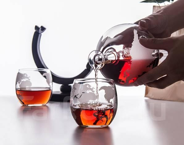 Декантер Глобус Вокруг света + камни для виски, 2 бокала ОВАЛЬНАЯ ПОДСТАВКА, Штоф, Графин для виски Кременчуг - изображение 6