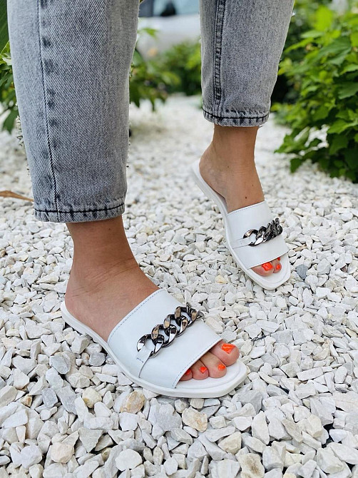 LaDi Шльопанці жіночі LaDi Цепи білі (літо, шкіра натуральна) (4592) Коломыя - изображение 9