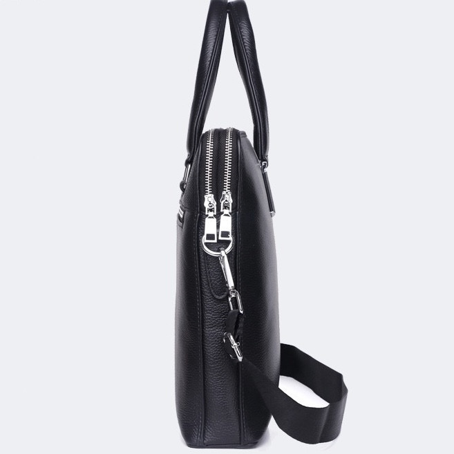 Кожаная мужская деловая сумка-портфель портфель для ноутбука черный Tiding Bag 64028 Каменское - изображение 5