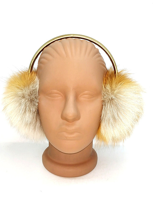 Навушники хутряні жіночі на золотому обідку Рудий Харків - фото 3