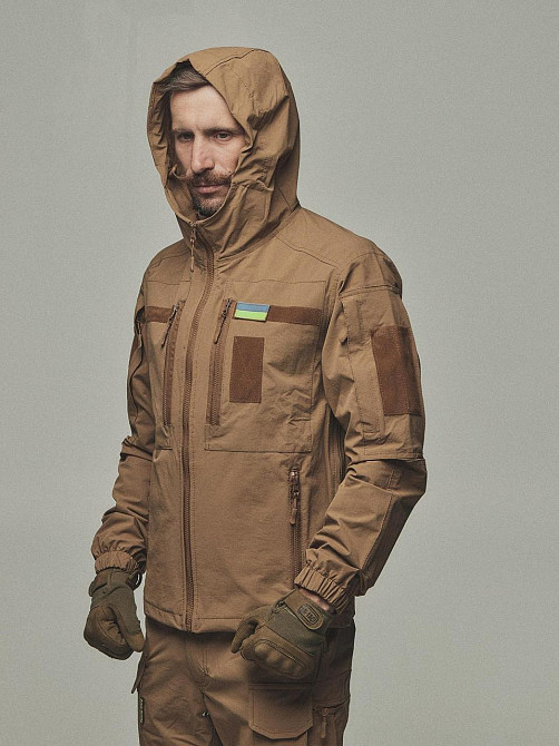 Чоловіча тактична демісезонна куртка 4Wstretch  койот, водонепроникна військова куртка койот Львів - фото 5