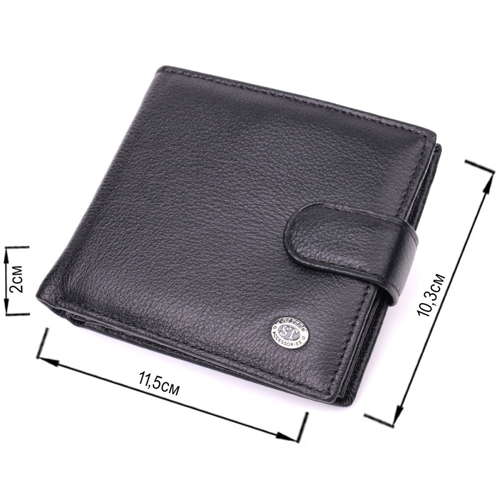 Мужской трендовый бумажник из натуральной кожи ST Leather 22553 Черный Киев - изображение 9