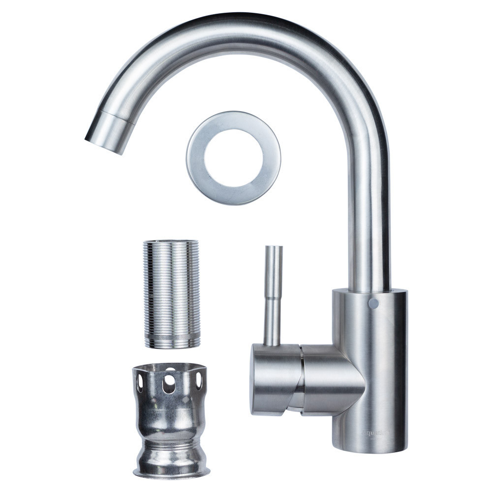 Змішувач KT Ø35 для раковини гусак вигнутий на гайці SS AQUATICA KT-1A270P (9722011) Київ - фото 3