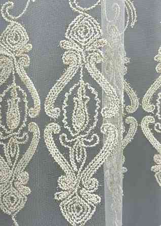 Тюль фатин с вышивкой Корд и люрексом Цвет молочный с золотистым 1852т Киев