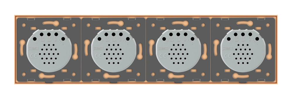 LIVOLO Розумний сенсорний прохідний/перехресний вимикач 4 сенсора (1-1-1-1) Livolo золотий скло Коломия - фото 4