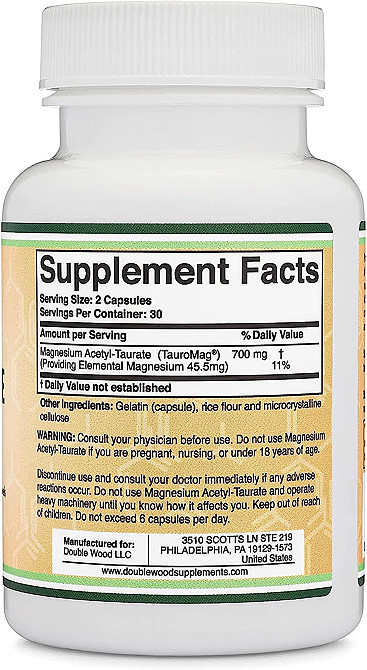 Таурат магния Double Wood Magnesium Acetyl-Taurate 700 mg 60 capsules Луцк - изображение 2