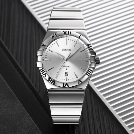 Чоловічий класичний годинник Skmei 9257 (Сріблястий з сріблястим циферблатом) Вінниця
