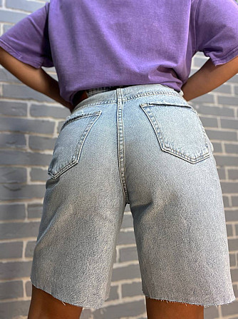Шорти жіночі джинсові Women Denim 355-974 бермуди рвані довжина до коліна  блакитні, блакитний, 36 Одеса - фото 8