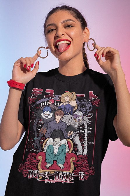 Футболка для хлопчика з аніме принтом Зошит смерті оверсайз (зріст від 165 до 180) Чорний AnimeJ0168m Дніпро - фото 1