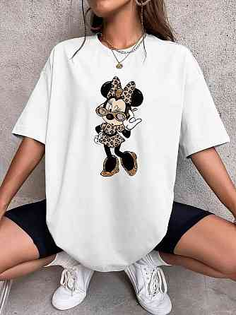 Футболка оверсайз жіноча довга з малюнком Білий Мінні 50/52 Харків