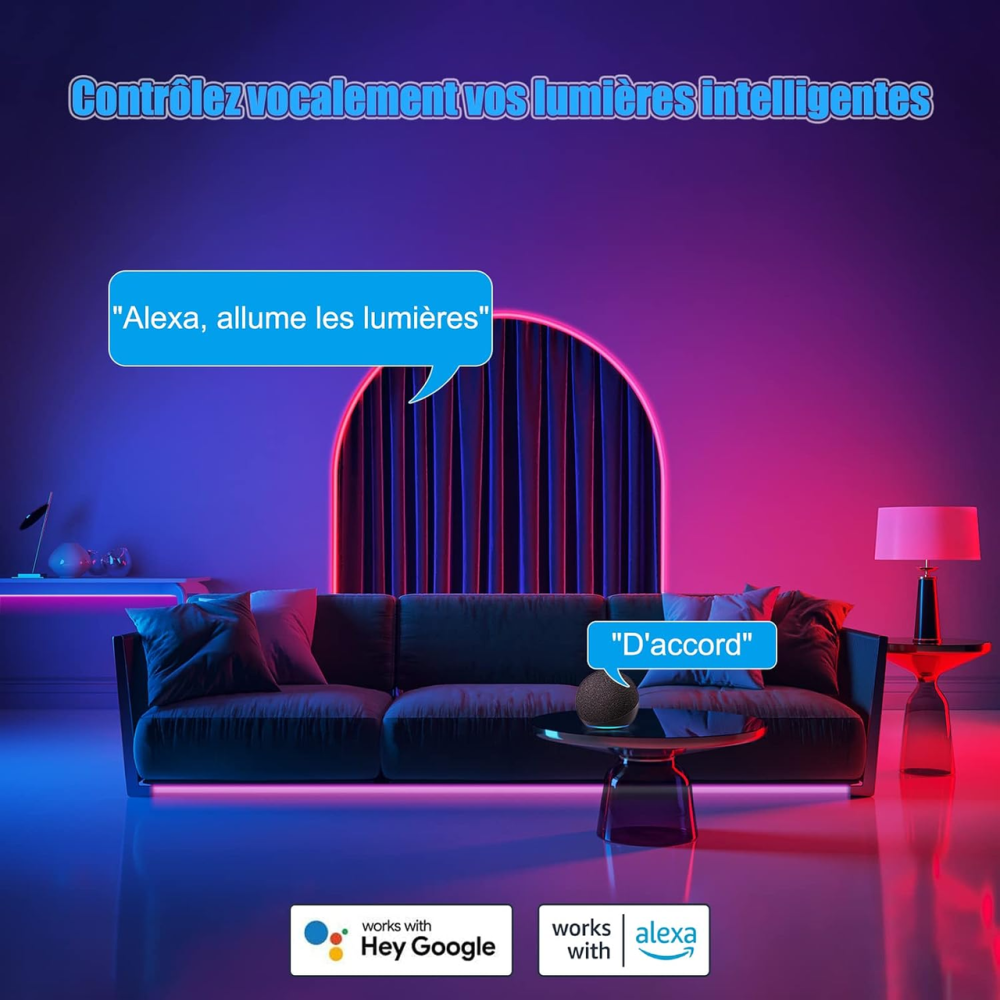 LED лента Diyife 5 м, 150 LED RGB 5050, Wi-Fi, управление со смартфона и голосом, Alexa/Google Home, синхронизация музыки Киев - изображение 3