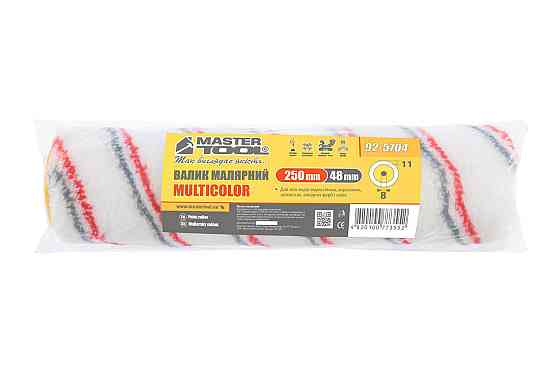Валик малярський MASTERTOOL Multicolor 48/250/11 мм Ø 8 мм 92-5704 Коломия