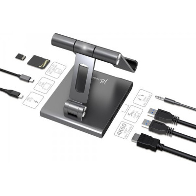 Порт-репликатор J5create Dock-Station Ipad USB-C 8-in-1 (HDMI/PD/картридер/USB-A/USB-C/Audio) (JTS224-N) Винница - изображение 10