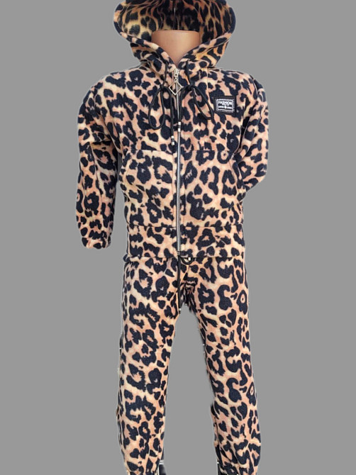 Детский теплый спортивный леопардовый костюм для девочек на молнии  92,98 Николаев - изображение 1