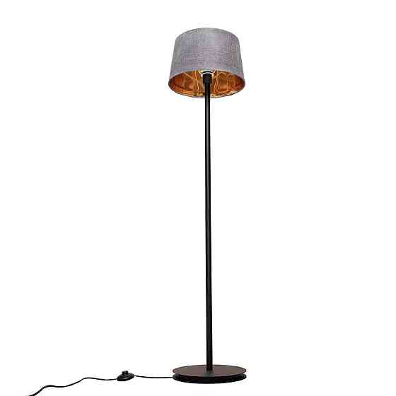 Торшер MSK Electric с серым плафоном из ткани под лампу Е27 с черным основанием NL 3621 BK+GR Одесса