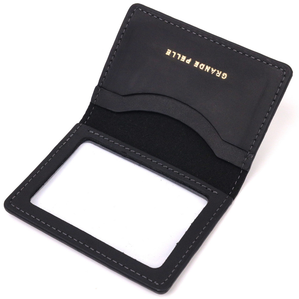 Практична шкіряна обкладинка на документи Серце GRANDE PELLE 16702 Чорна Київ - фото 5