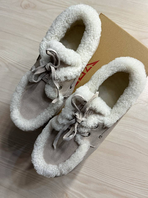 Ботинки женские Hengji 992-11 замшевые мокасины на меху с опушкой бежевые, 38, 24,5 см Киев - изображение 19