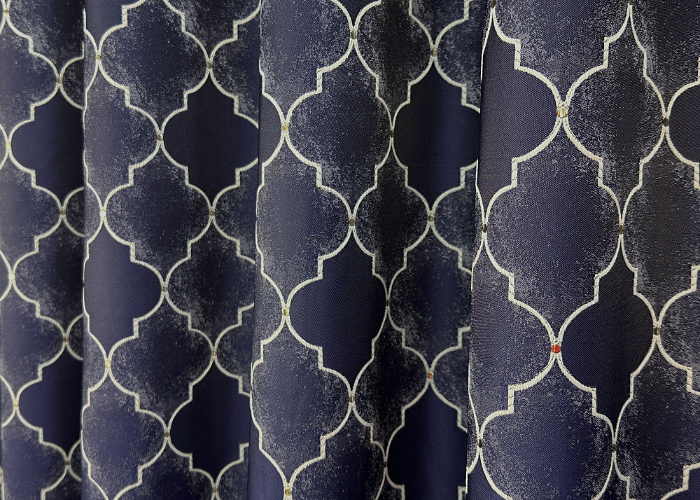 Комплект готових штор VR-Textil Жакард SAPFIR № 1751ш Темно-синій з молочним 150х300 см 2 шт (33-0715) Київ - фото 8